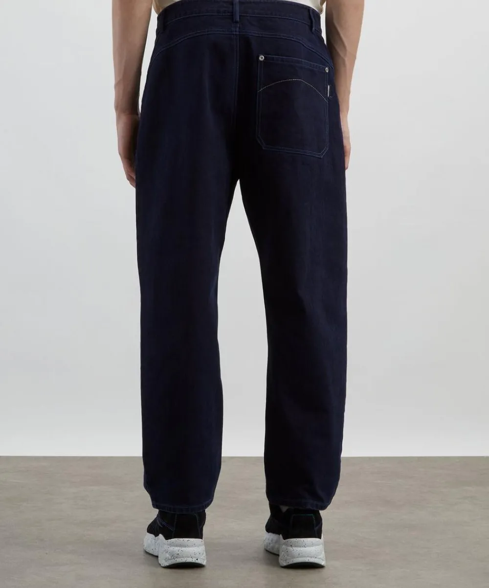 Folk Jeans^Deep Indigo Slub Barrel Leg Jeans