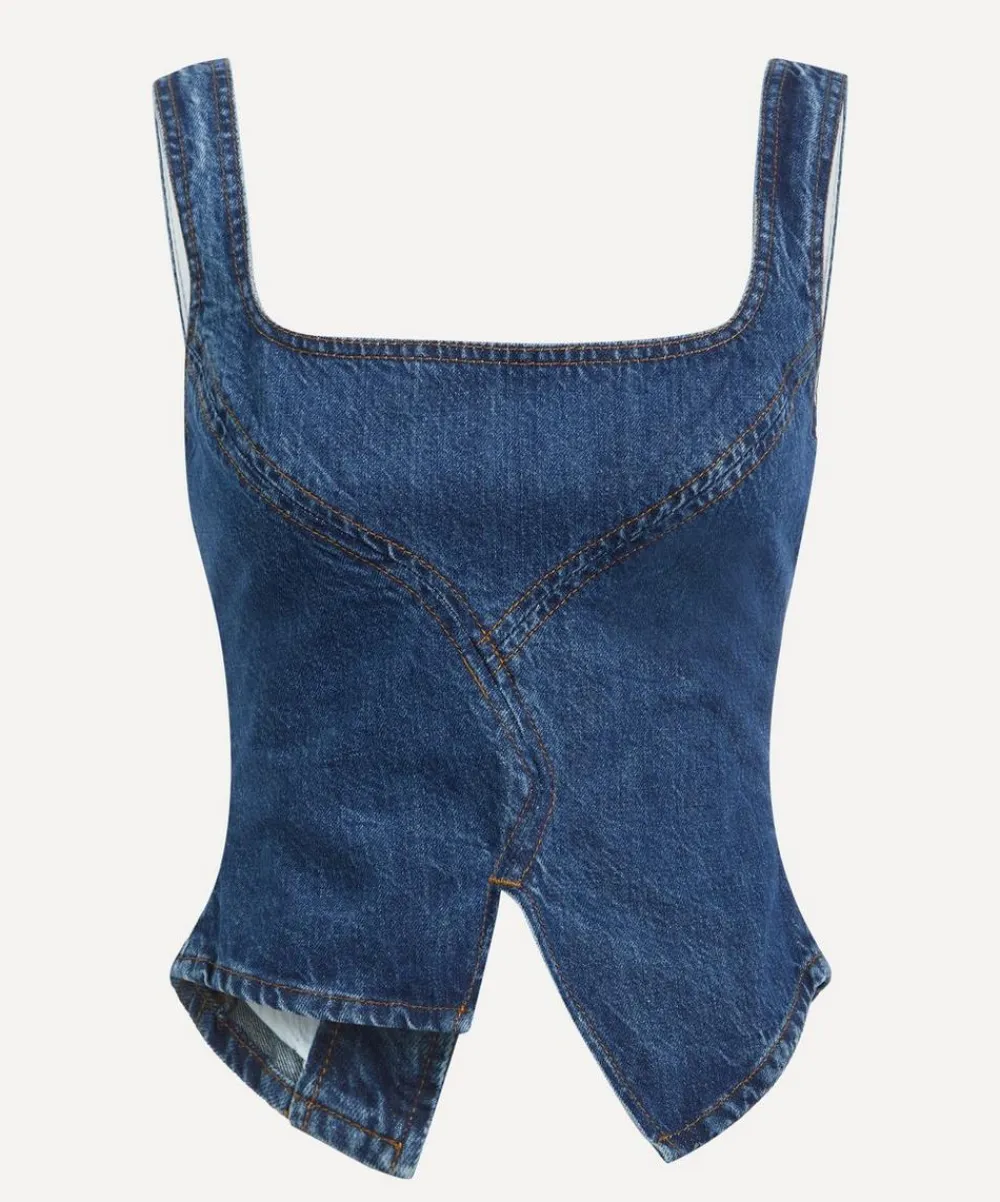DALA Tops^Denim Broken Corset