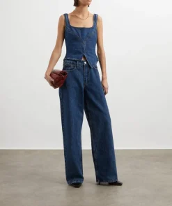 DALA Tops^Denim Broken Corset