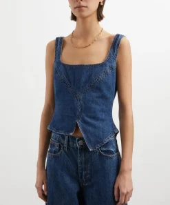 DALA Tops^Denim Broken Corset