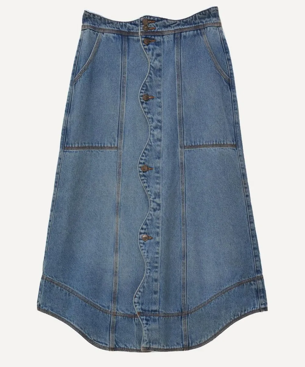 FARM Rio Skirts^Denim Wave Skirt