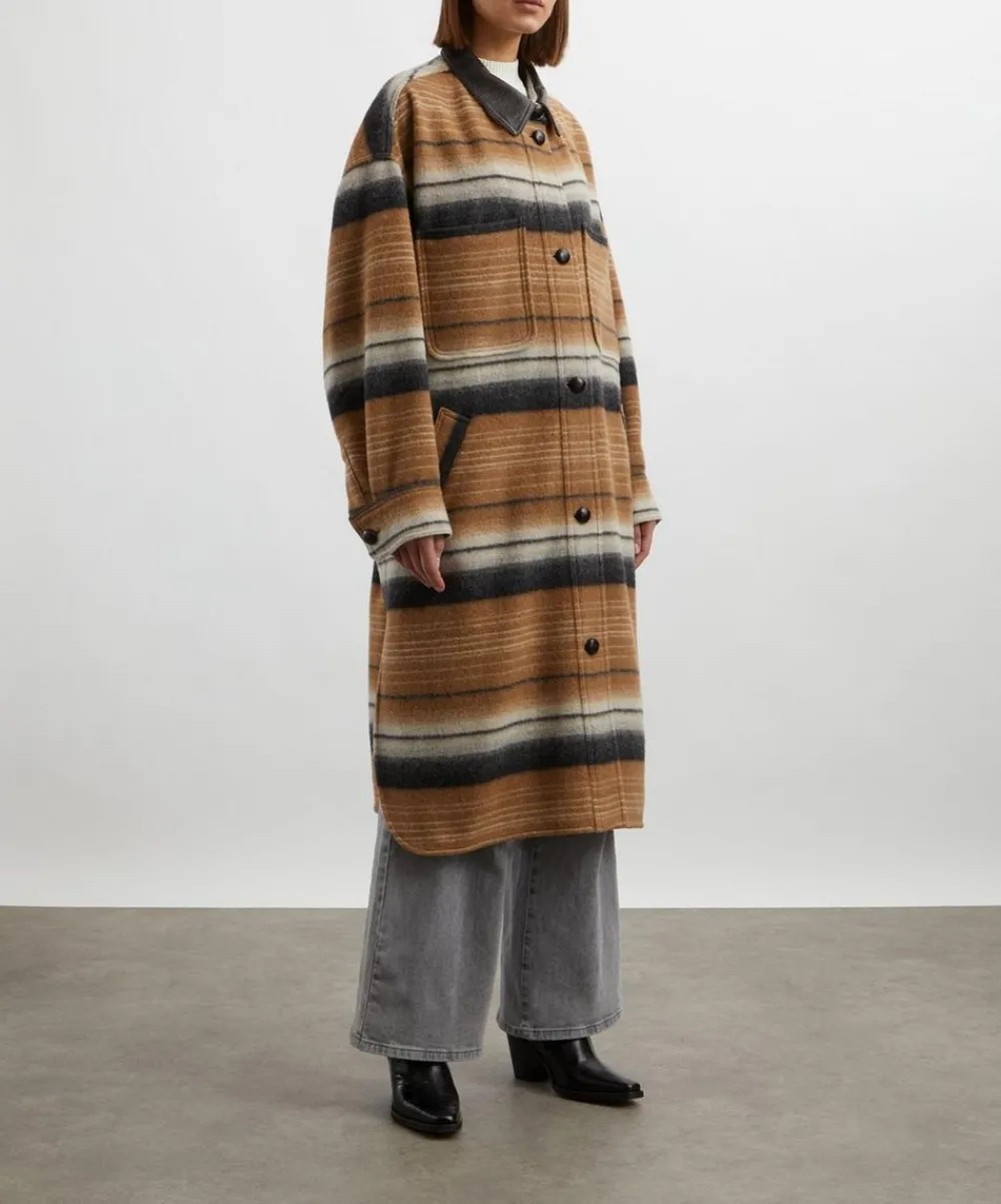 Isabel Marant Étoile Coats & Jackets^Djila Striped Wool Overshirt Coat