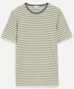 Sunspel Tops^Dusk Green Vintage Stripe T-Shirt