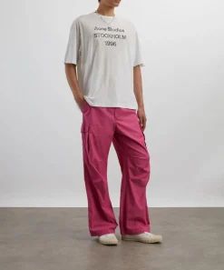 Acne Studios Tops^Dusty White Relaxed Short-Sleeve Logo T-Shirt