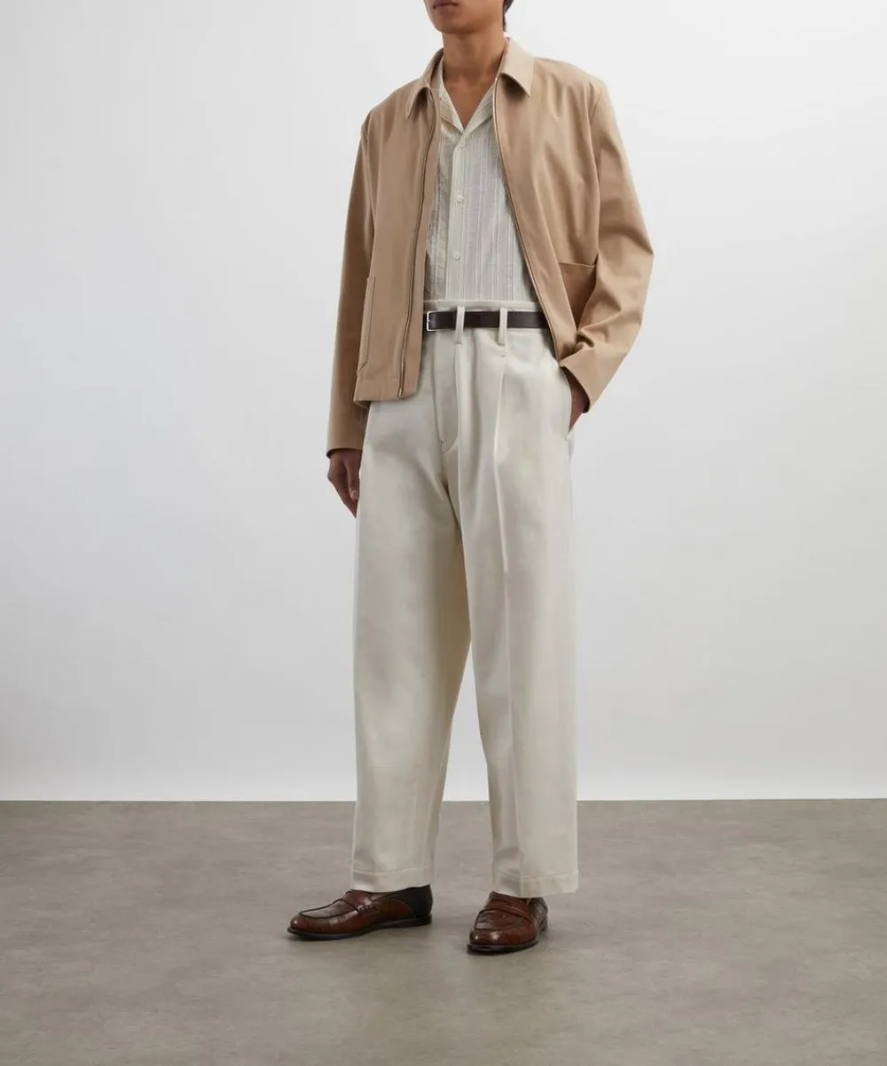 Paul Smith Shirts^Ecru Cotton-Linen Textured Stripe Short-Sleeve Shirt