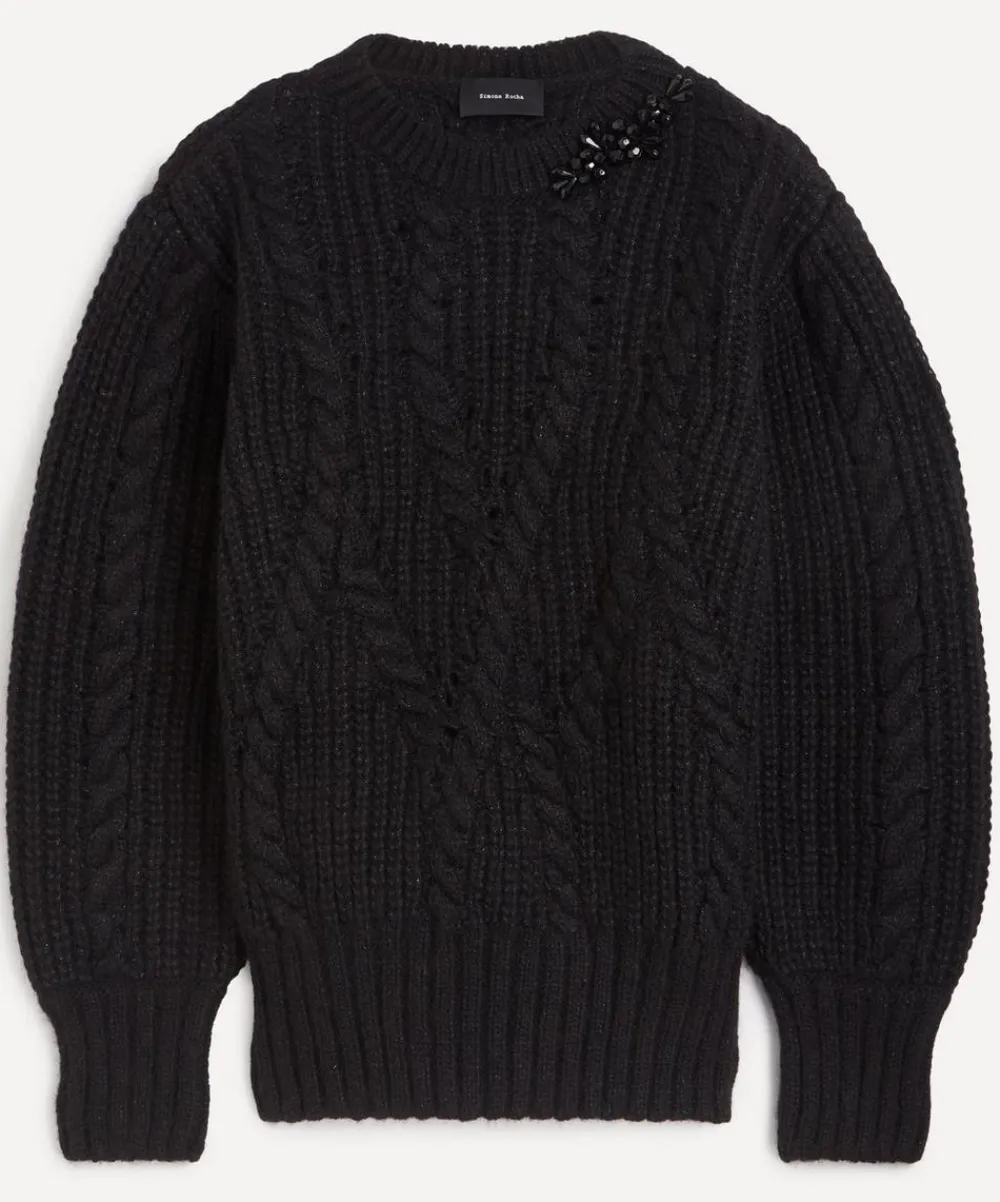 Simone Rocha Knitwear^Embellished Puff-Sleeve Chunky Knit Jumper