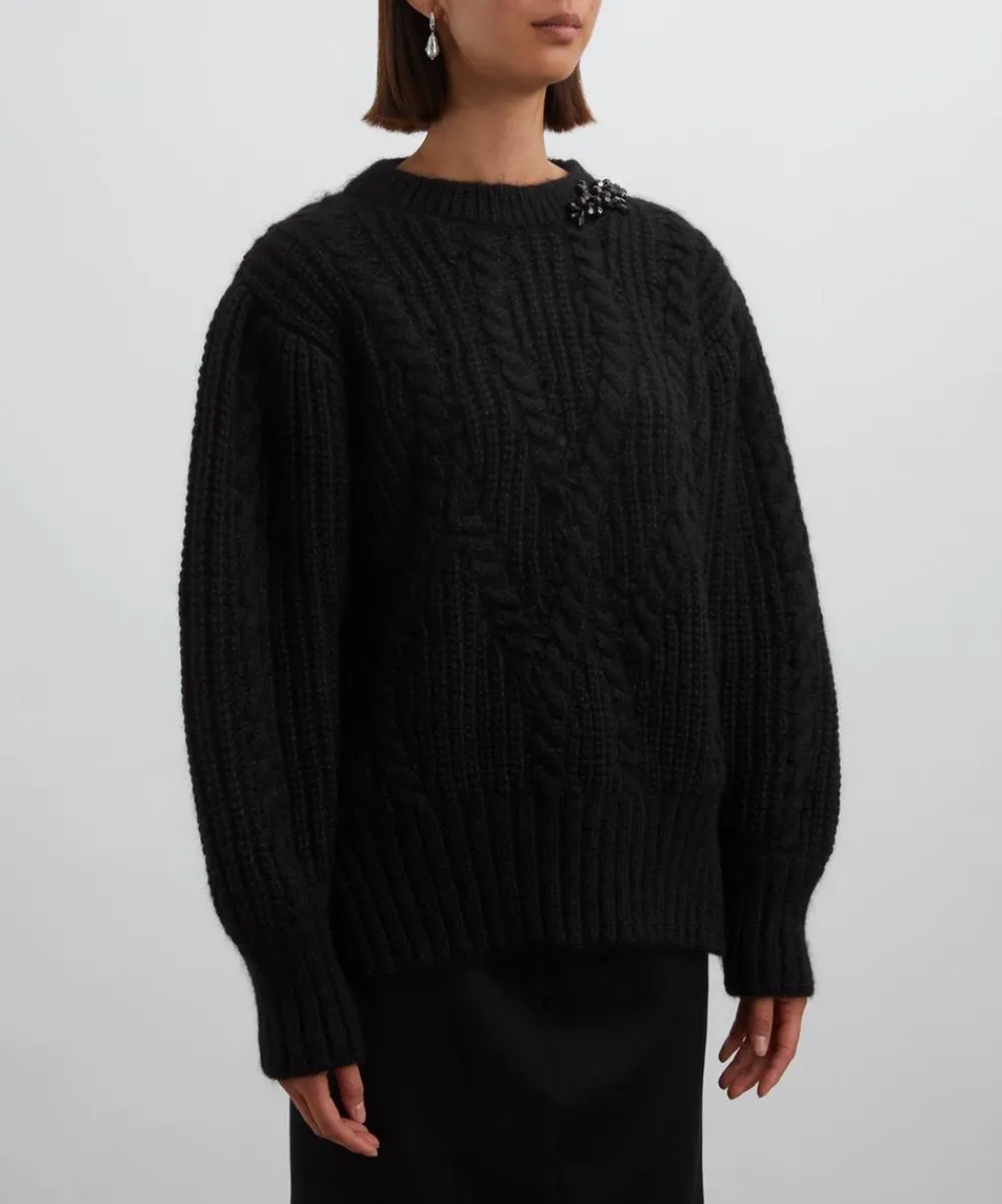 Simone Rocha Knitwear^Embellished Puff-Sleeve Chunky Knit Jumper