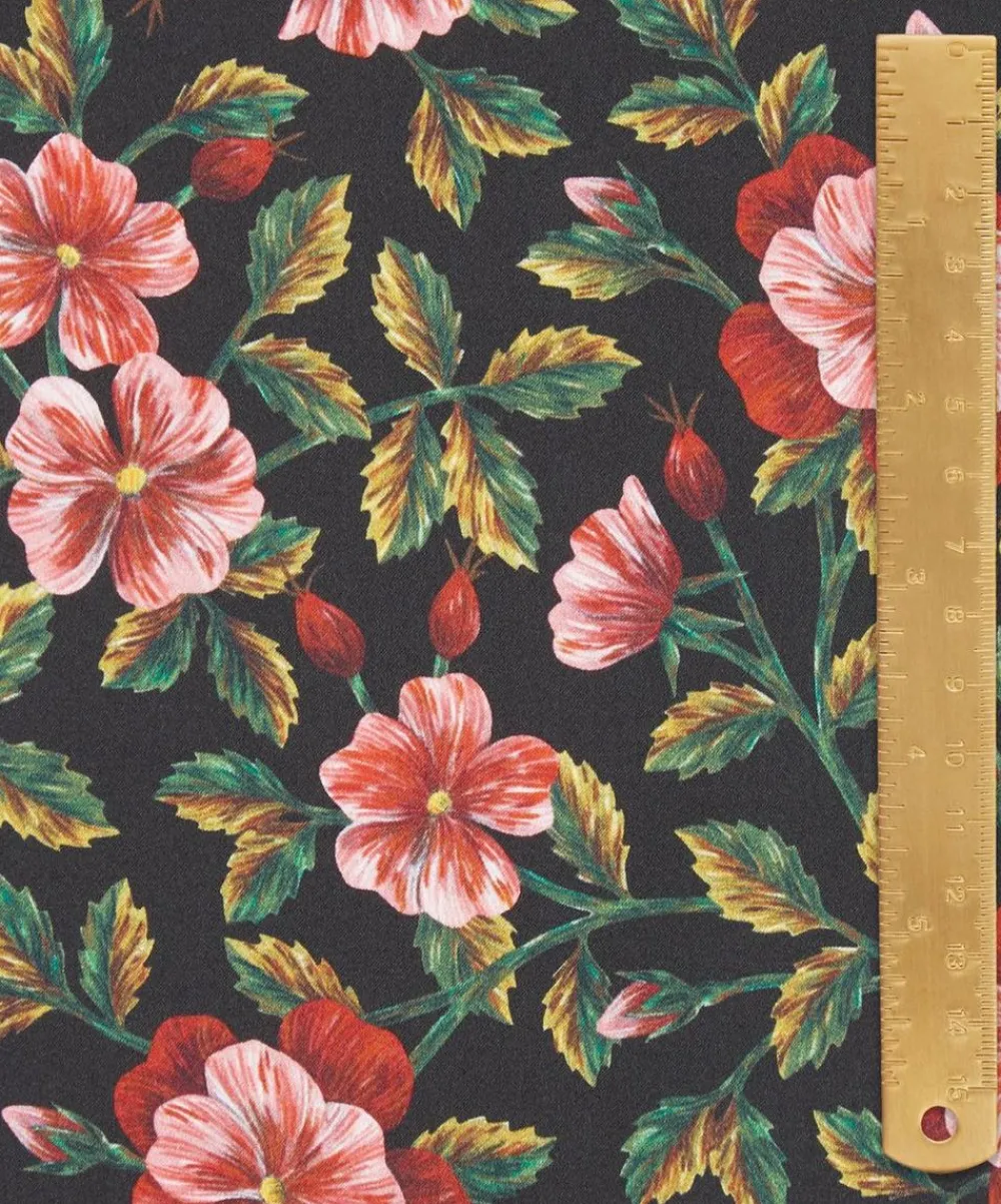 Liberty Fabrics Silk Satin^Embroidered Botanical Silk Satin