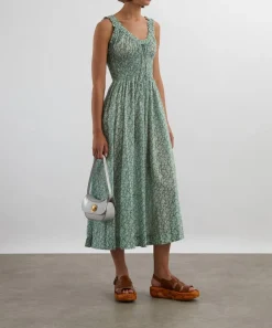 DÔEN Dresses^Emmaretta Peridot Tea Floral Dress