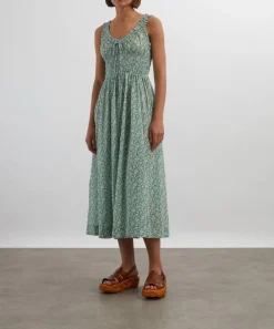 DÔEN Dresses^Emmaretta Peridot Tea Floral Dress