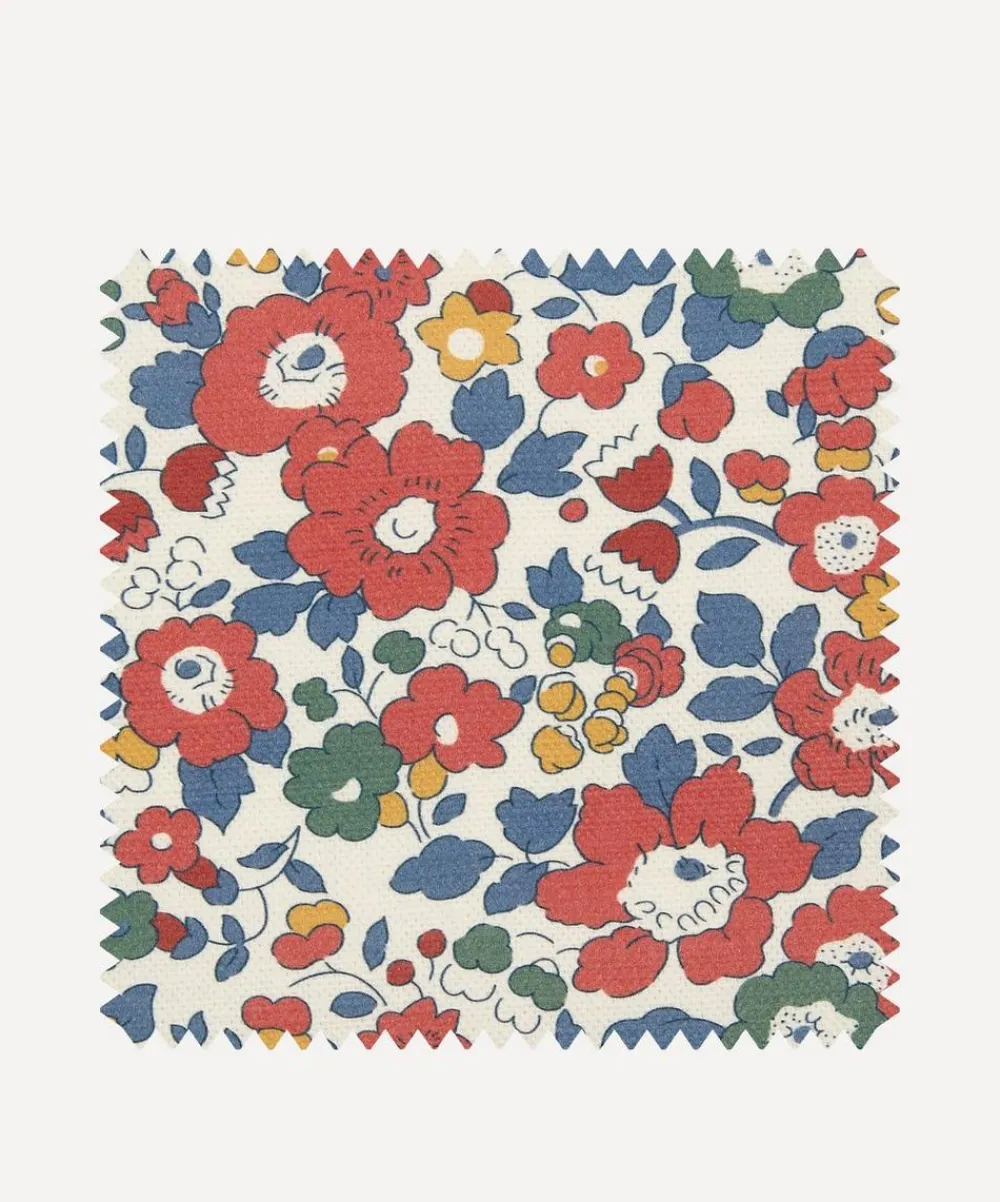 Liberty Interiors Furnishing Fabrics^Fabric Swatch - Betsy Flora Cotton in Red Lac