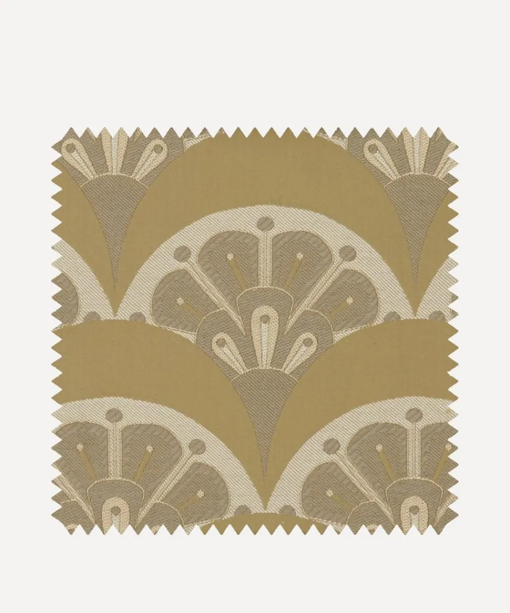 Liberty Interiors Furnishing Fabrics^Fabric Swatch - Deco Scallop Multi Jacquard in Lichen