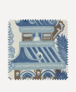 Liberty Interiors Furnishing Fabrics^Fabric Swatch - Floating Pavilion Guro Linen in Lapis