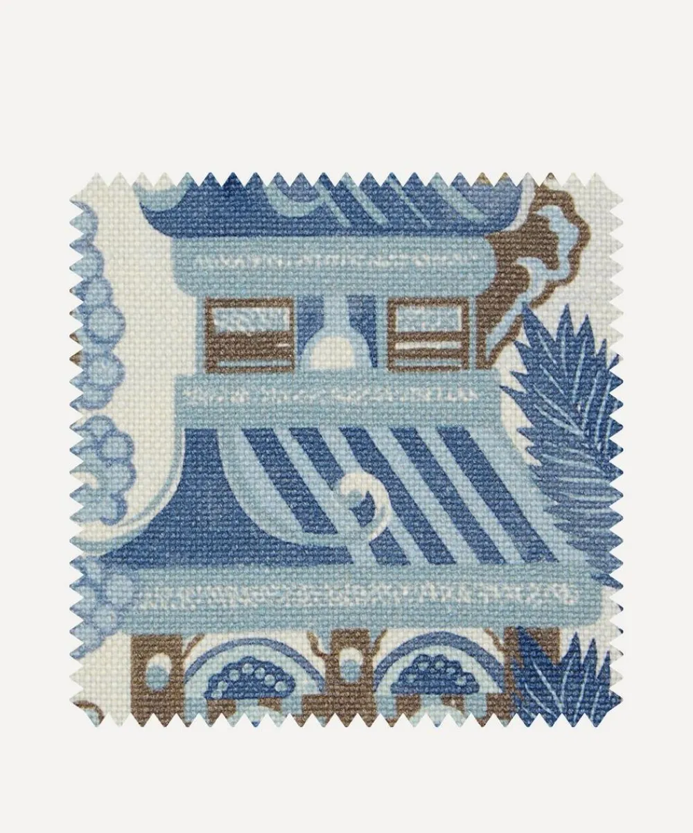 Liberty Interiors Furnishing Fabrics^Fabric Swatch - Floating Pavilion Guro Linen in Lapis