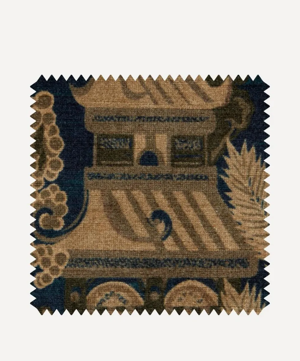 Liberty Interiors Furnishing Fabrics^Fabric Swatch - Floating Pavilion Downley Velvet in Kelp