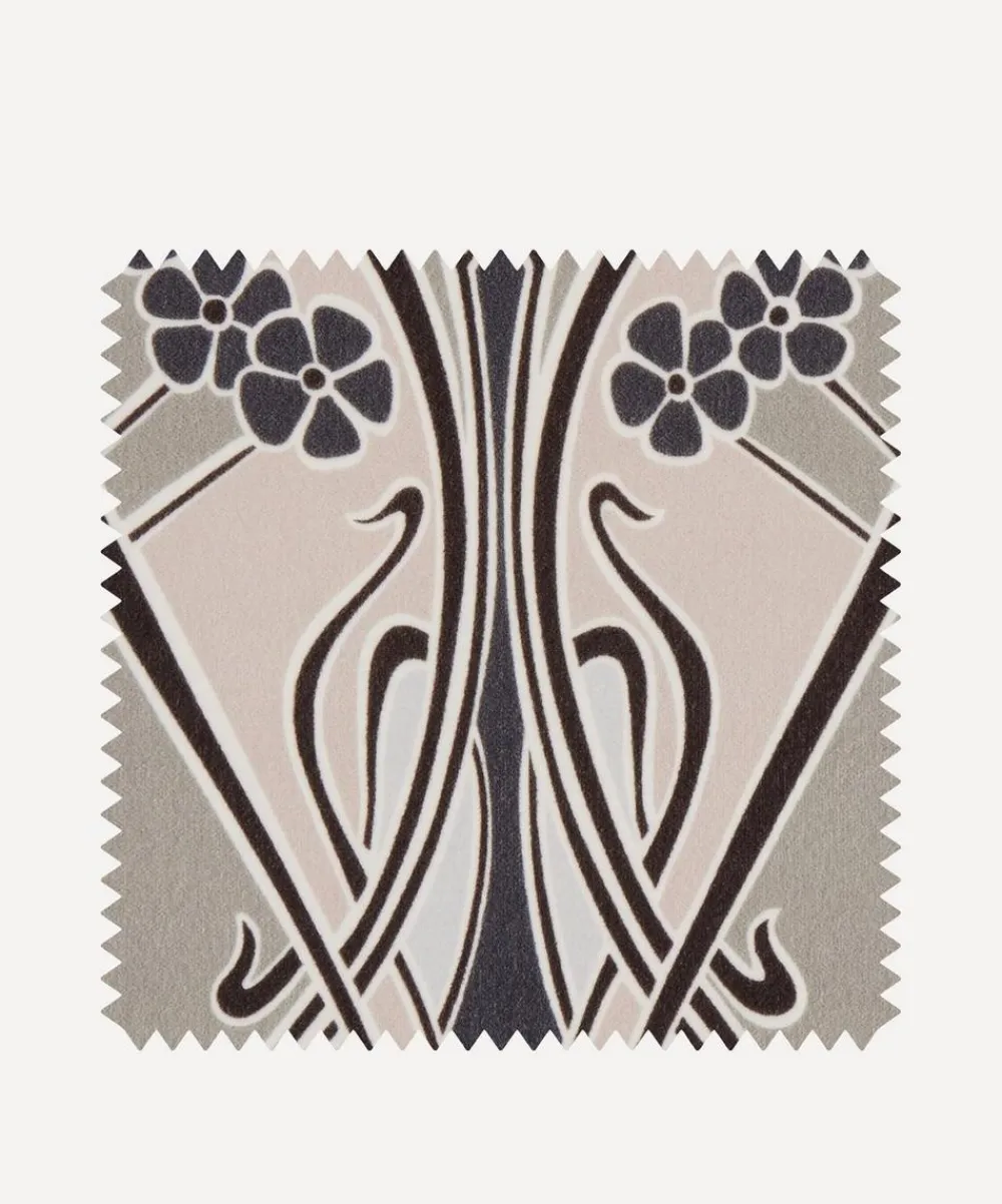 Liberty Interiors Furnishing Fabrics^Fabric Swatch - Ianthe Bloom Multi Cotton Velvet in Pewter Dark