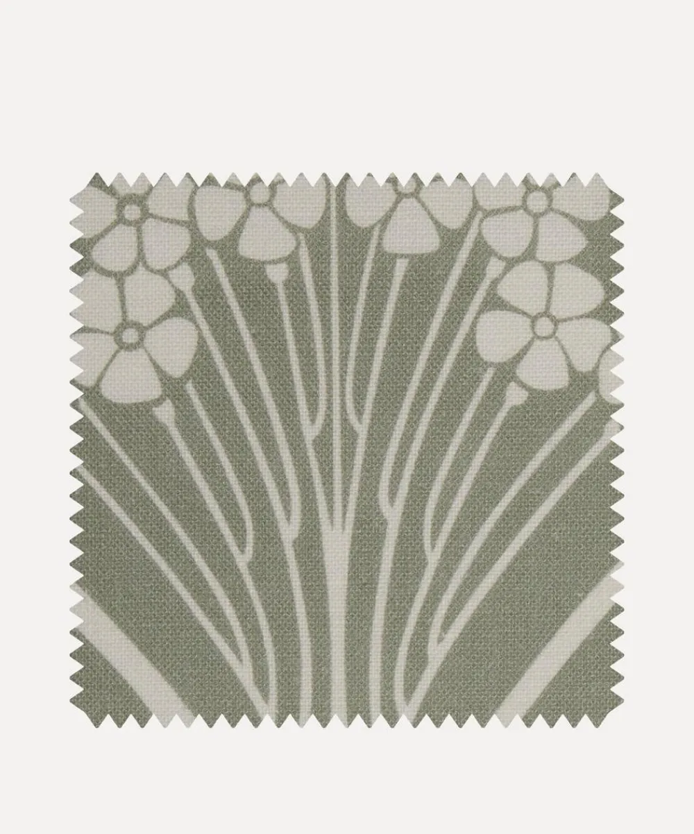 Liberty Interiors Furnishing Fabrics^Fabric Swatch - Ianthe Bloom Mono Chiltern Linen in Lichen