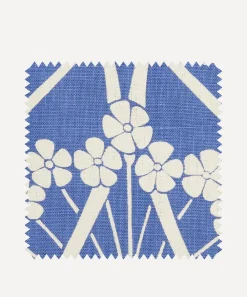 Liberty Interiors Furnishing Fabrics^Fabric Swatch - Ianthe Bloom Stencil Chiltern Linen in Lapis