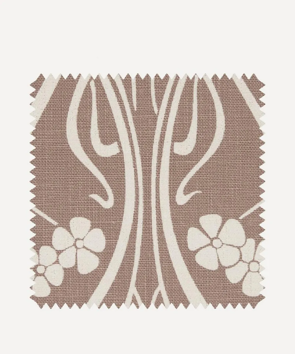 Liberty Interiors Furnishing Fabrics^Fabric Swatch - Ianthe Bloom Stencil Chiltern Linen in Lacquer