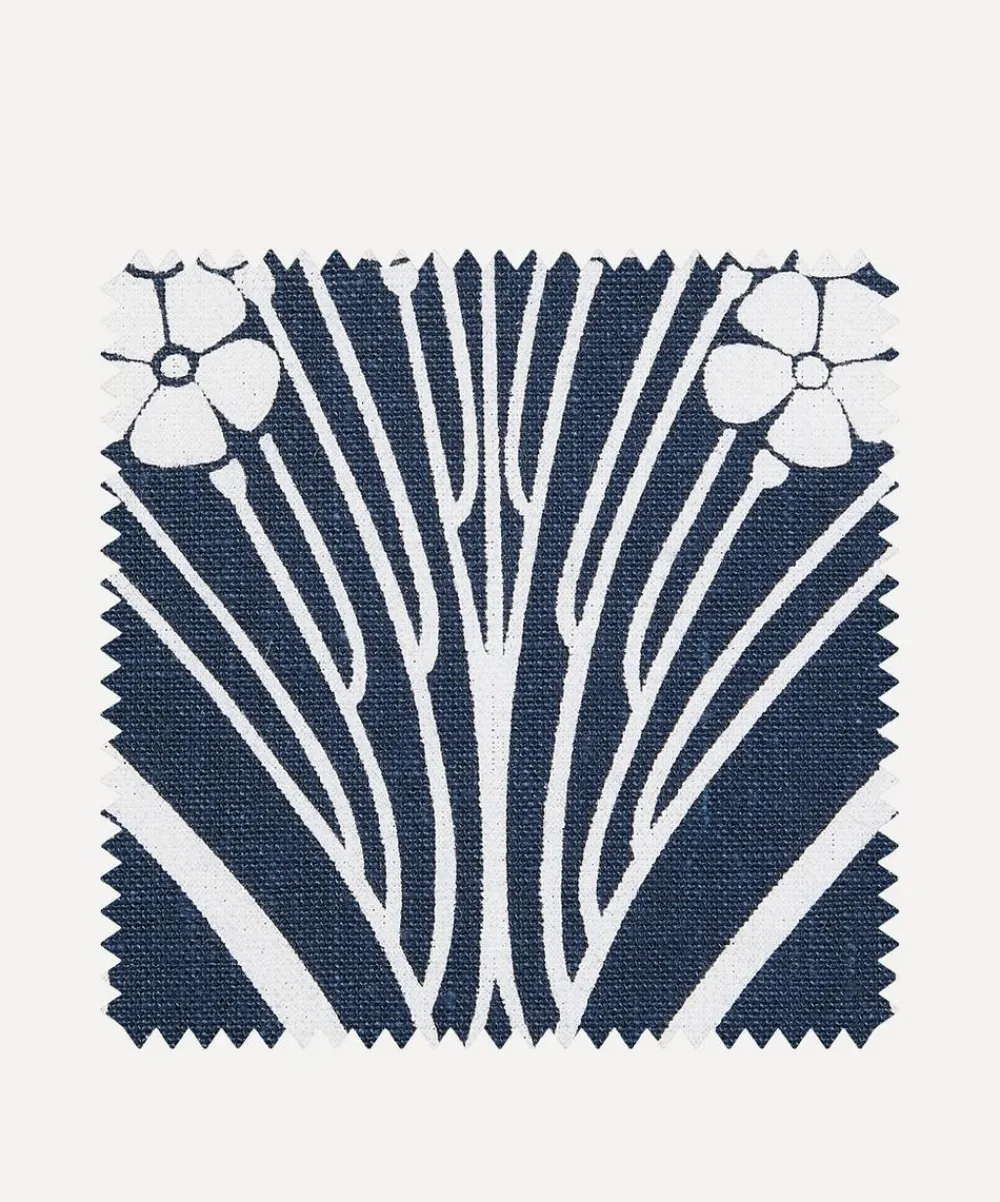 Liberty Interiors Furnishing Fabrics^Fabric Swatch - Ianthe Bloom Stencil Chiltern Linen in Pewter