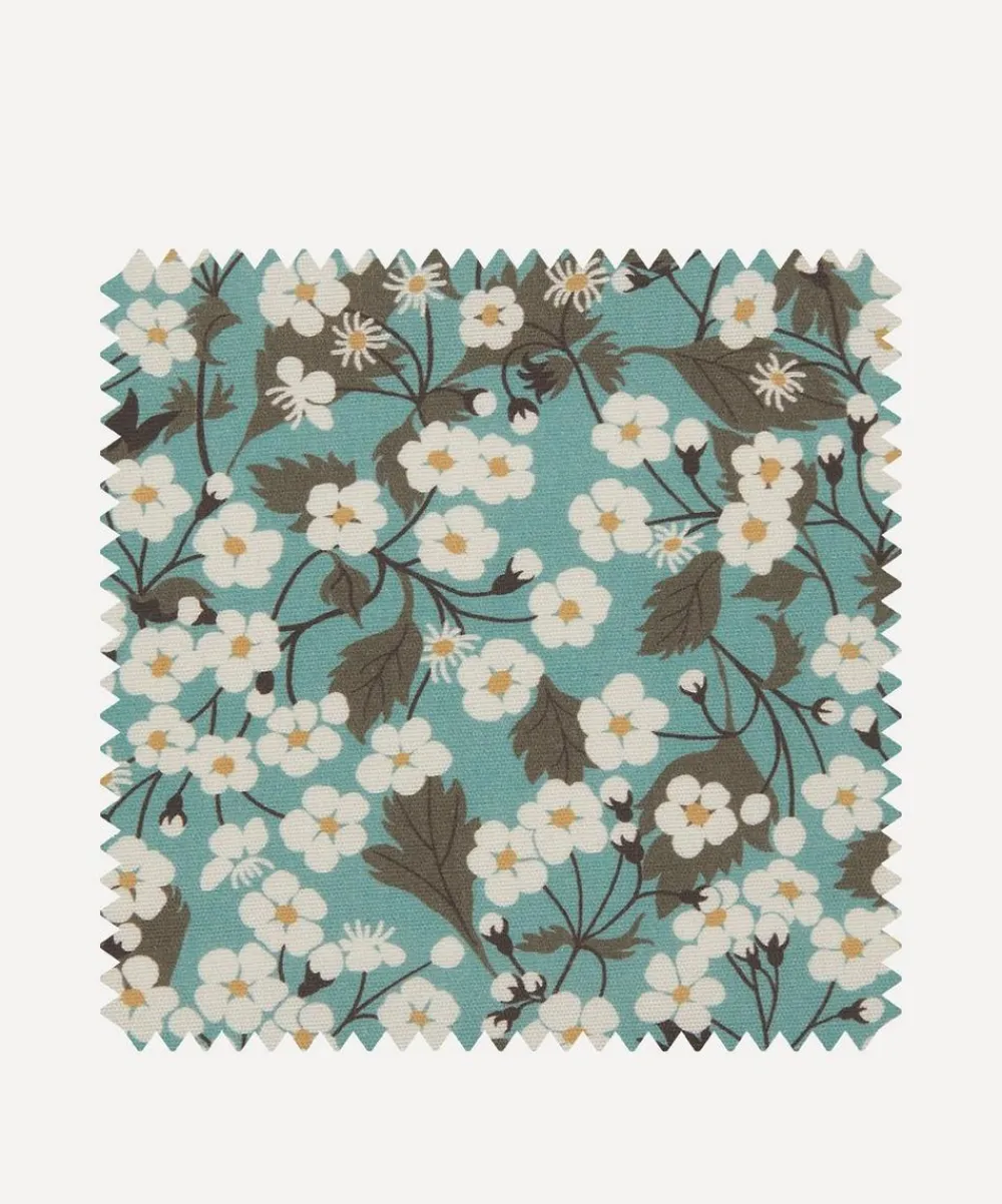 Liberty Interiors Furnishing Fabrics^Fabric Swatch - Mitsi Blossom Cotton in Robins Egg