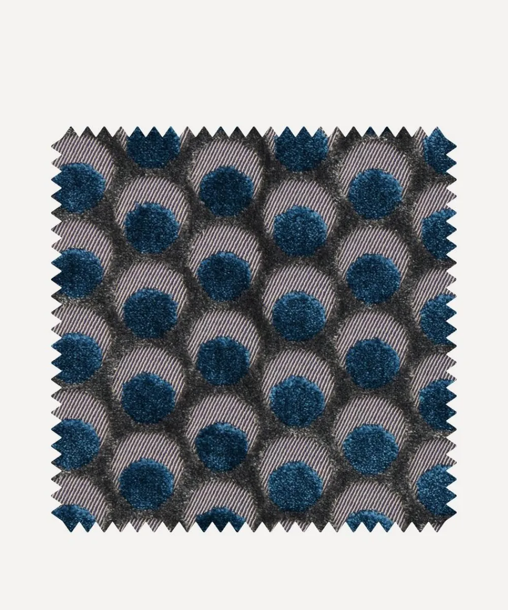Liberty Interiors Furnishing Fabrics^Fabric Swatch - Ottoman Spot Cut Velvet in Lapis