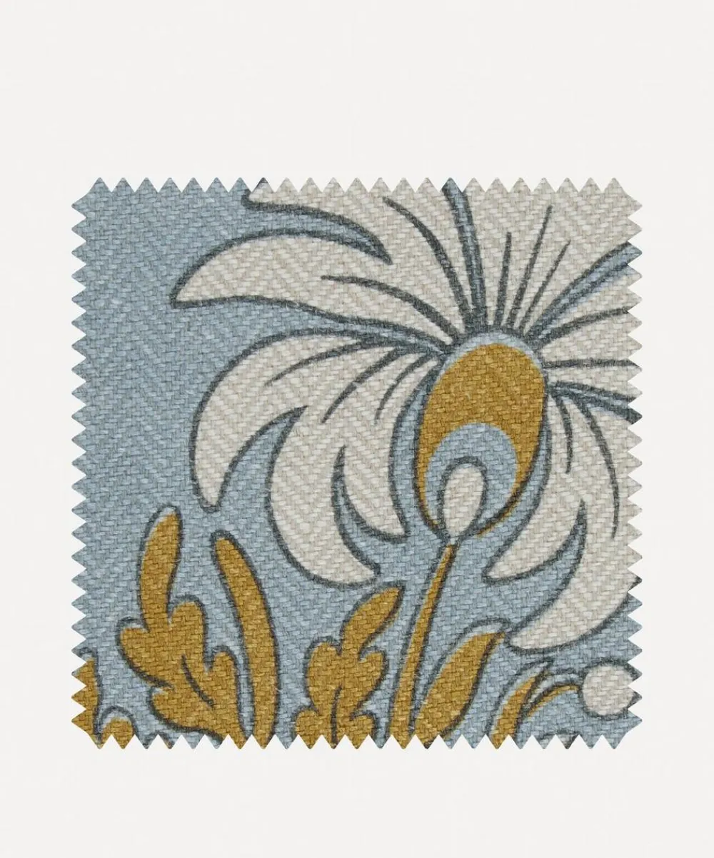 Liberty Interiors Furnishing Fabrics^Fabric Swatch - Palm Parade Linen in Flax Flower