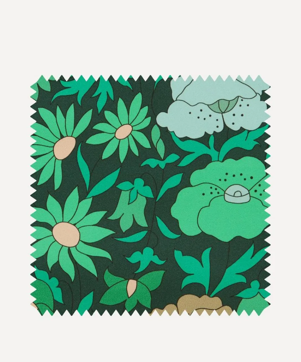 Liberty Interiors Furnishing Fabrics^Fabric Swatch - Poppy Meadowfield Cotton Sateen in Jade