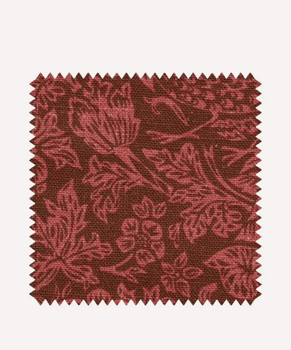Liberty Interiors Furnishing Fabrics^Fabric Swatch - Strawberry Meadowfield Ladbroke Linen in Lacquer