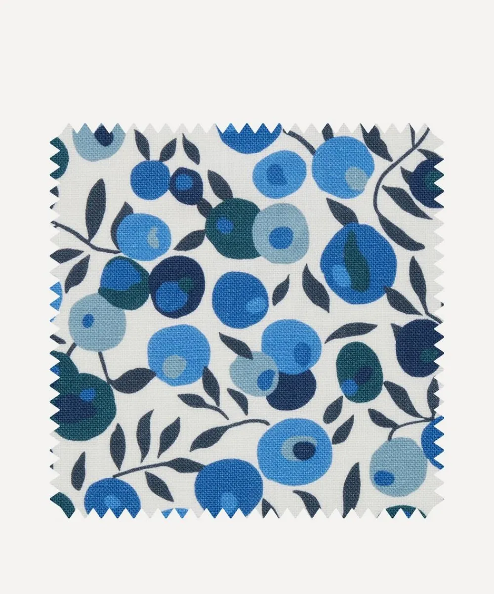 Liberty Interiors Furnishing Fabrics^Fabric Swatch - Wiltshire Blossom Landsdowne Linen in Lapis Dark