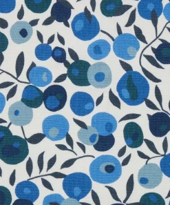 Liberty Interiors Furnishing Fabrics^Fabric Swatch - Wiltshire Blossom Landsdowne Linen in Lapis Dark