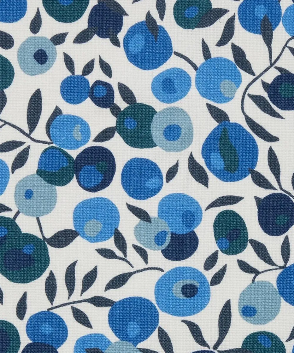 Liberty Interiors Furnishing Fabrics^Fabric Swatch - Wiltshire Blossom Landsdowne Linen in Lapis Dark