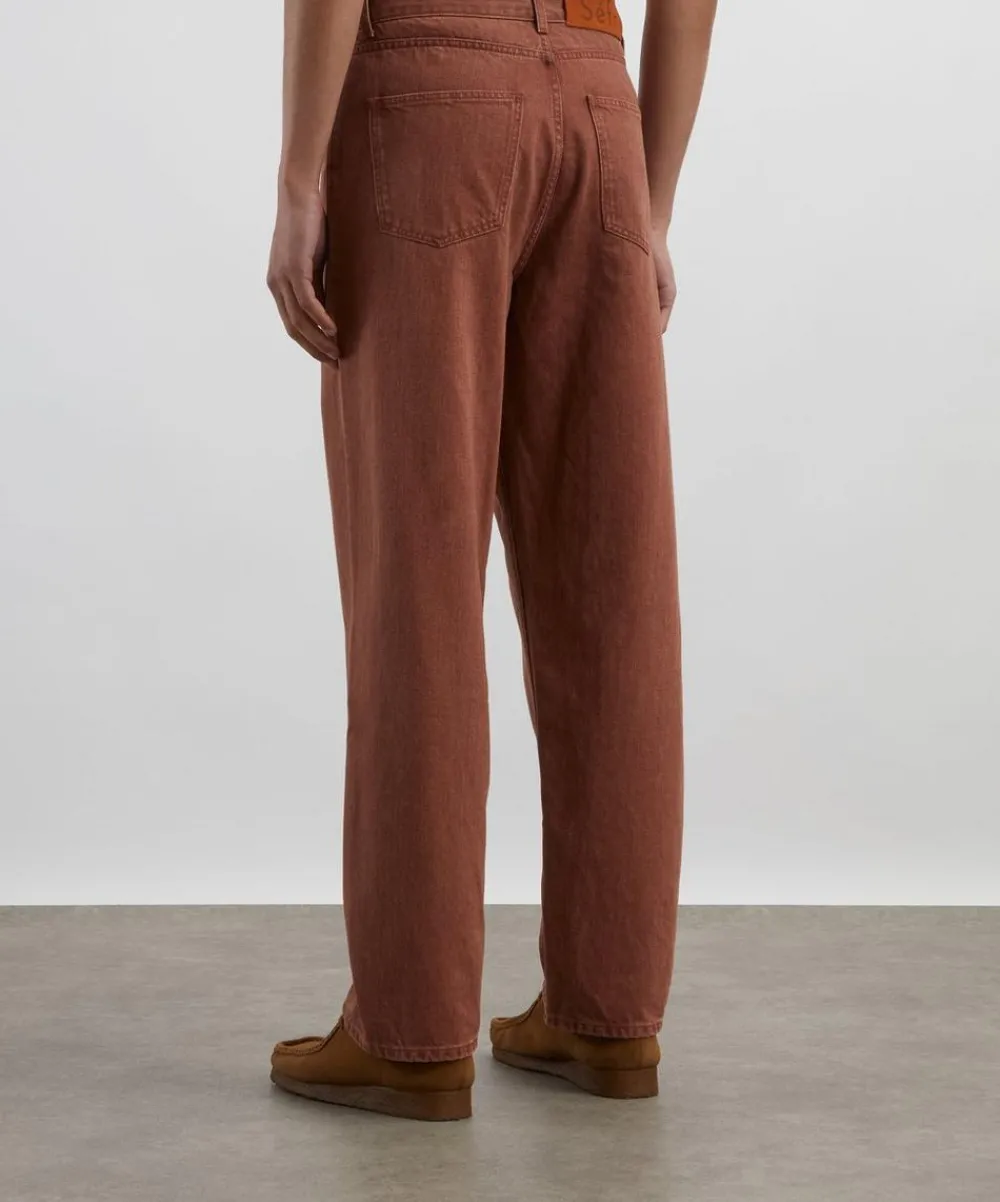 Séfr Jeans^Faded Red Wide Cut Jeans