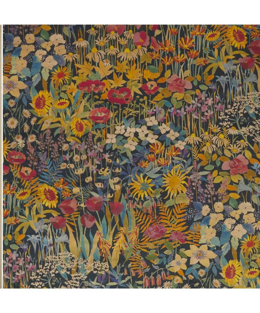 Liberty Interiors Furnishing Fabrics^Faria Flowers Vintage Velvet in Lichen