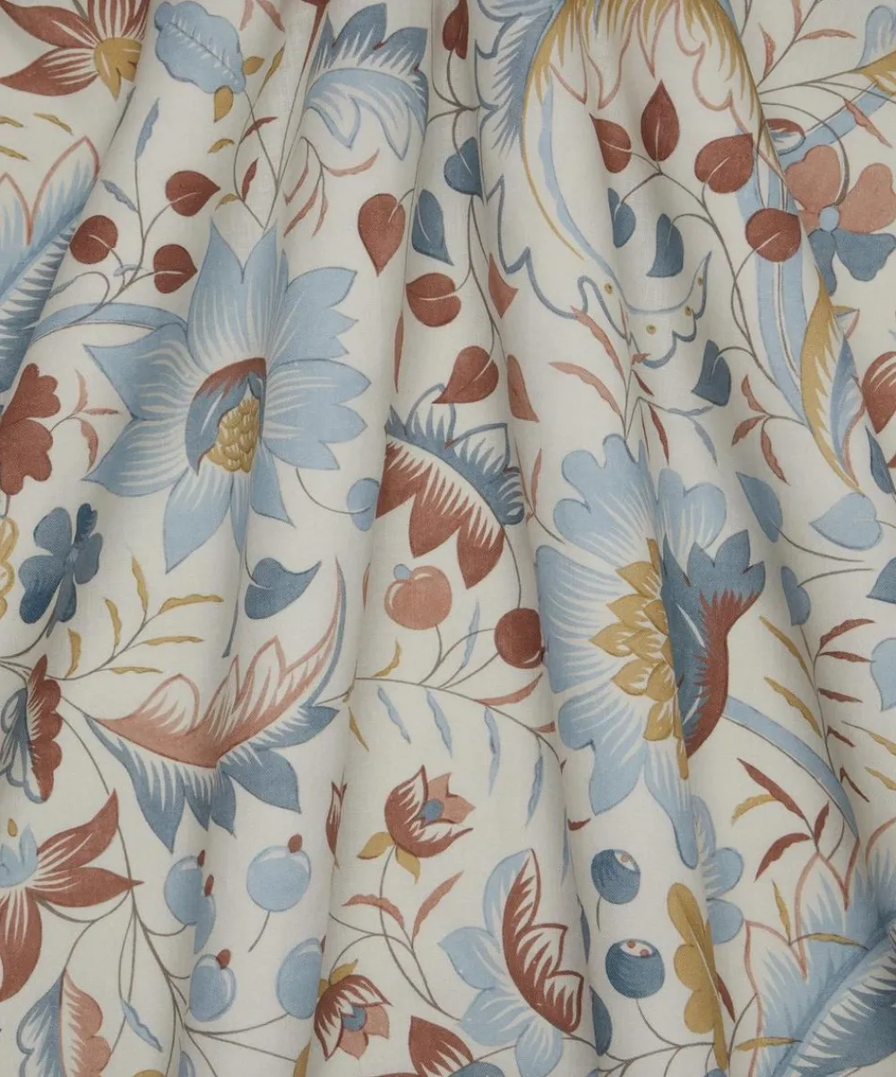 Liberty Interiors Furnishing Fabrics^Feather Trail Linen in Lapis