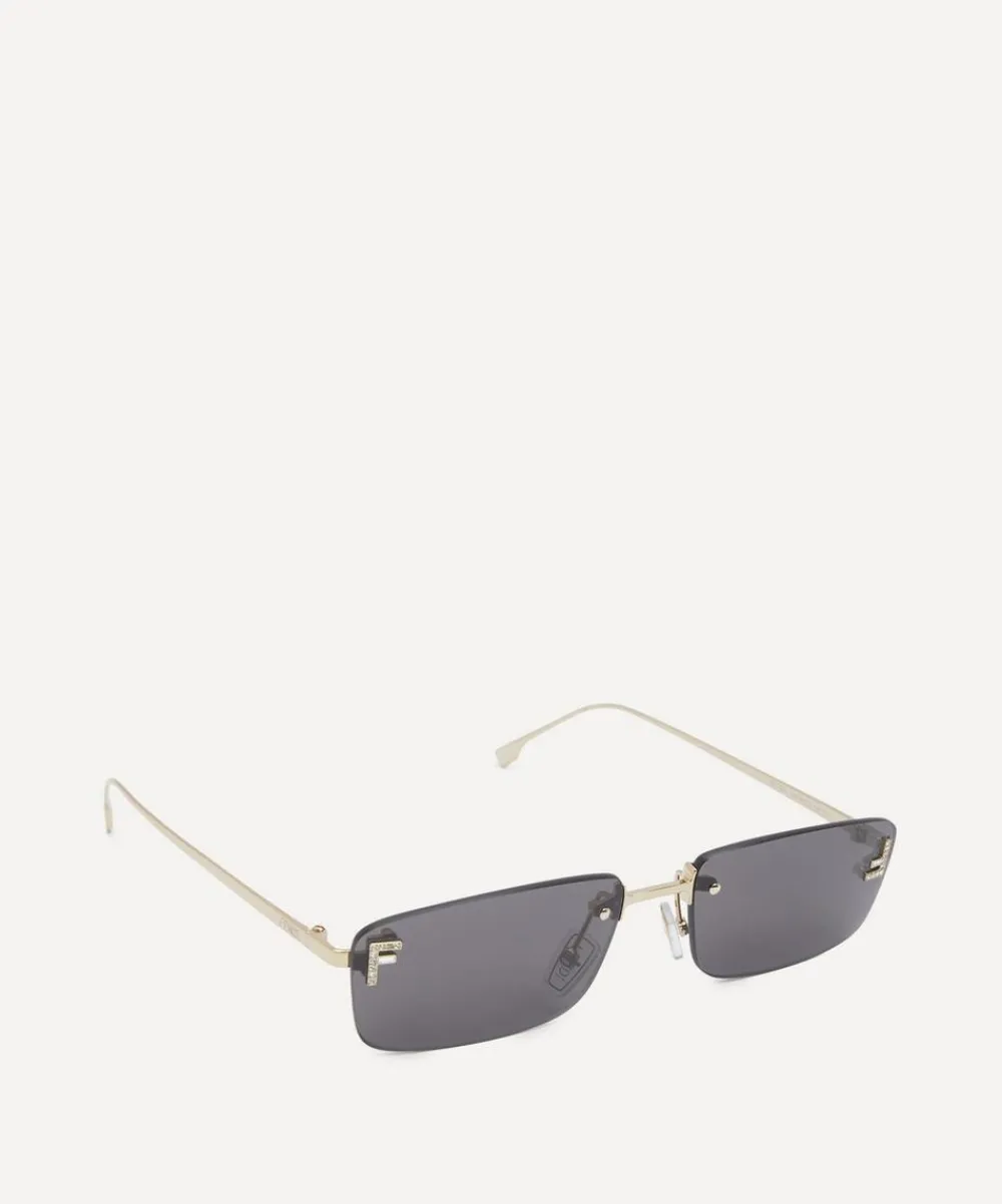 Fendi Sunglasses & Glasses^First Crystal Logo Rectangular Sunglasses