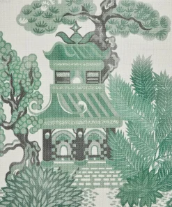 Liberty Interiors Wallpaper|Wallpaper^Floating Palace Linen Wallpaper in Jade