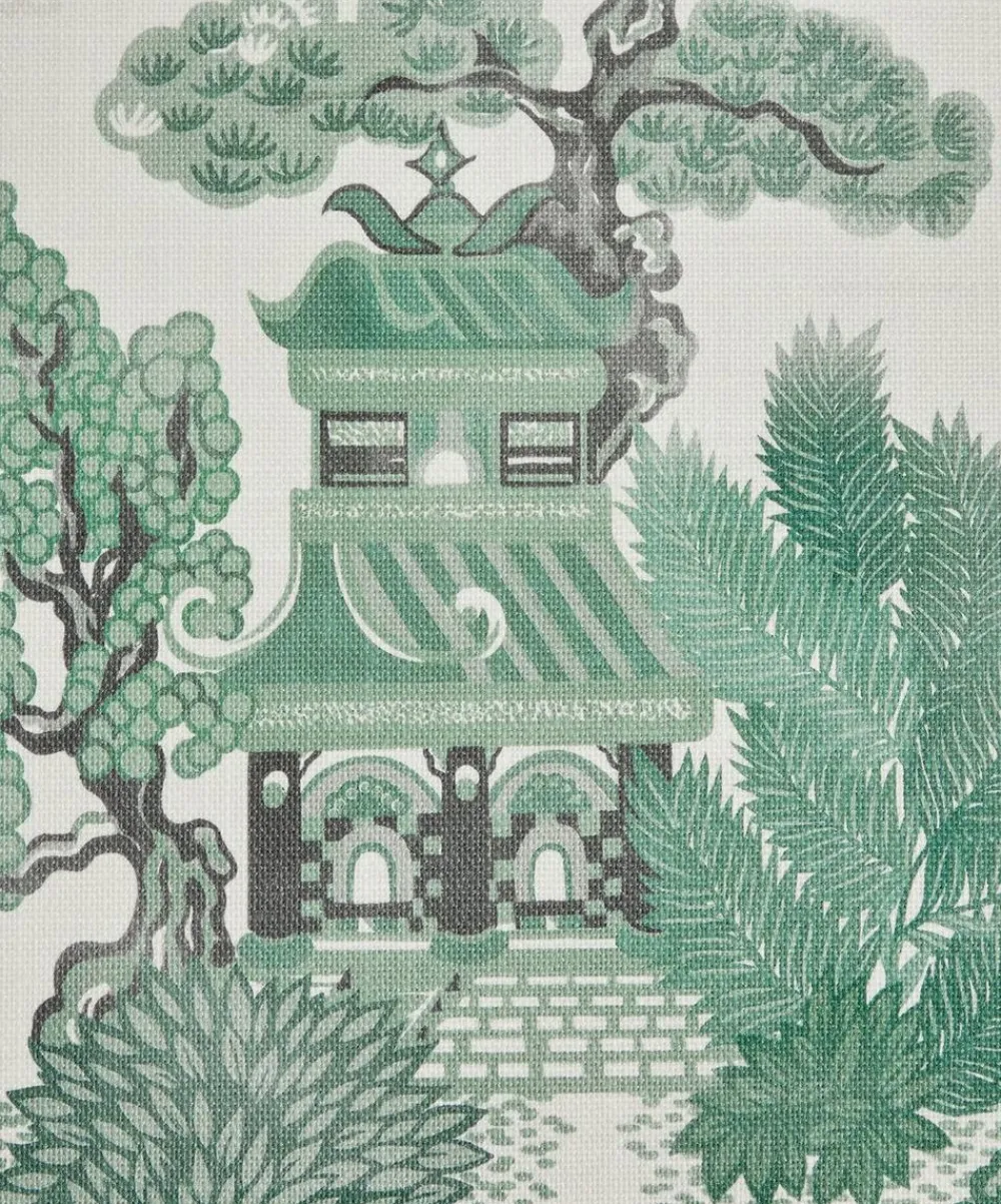 Liberty Interiors Wallpaper|Wallpaper^Floating Palace Linen Wallpaper in Jade