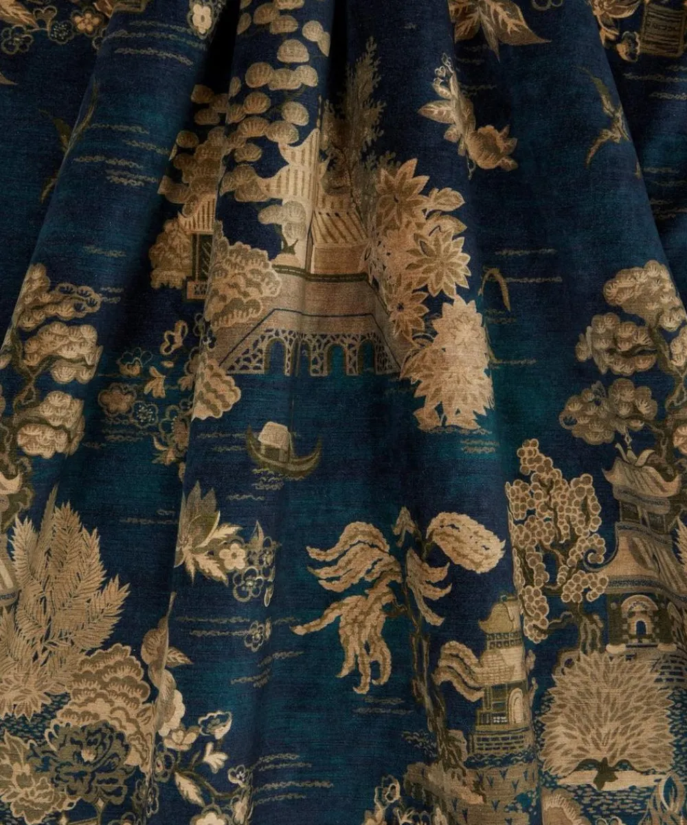Liberty Interiors Furnishing Fabrics^Floating Pavilion Downley Velvet in Kelp