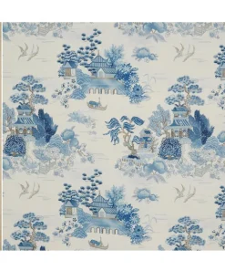 Liberty Interiors Furnishing Fabrics^Floating Pavilion Guro Linen in Lapis
