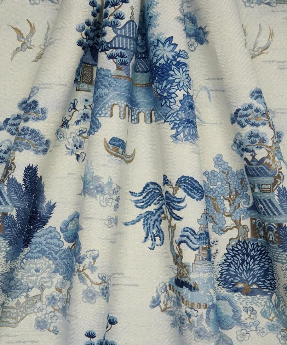 Liberty Interiors Furnishing Fabrics^Floating Pavilion Guro Linen in Lapis