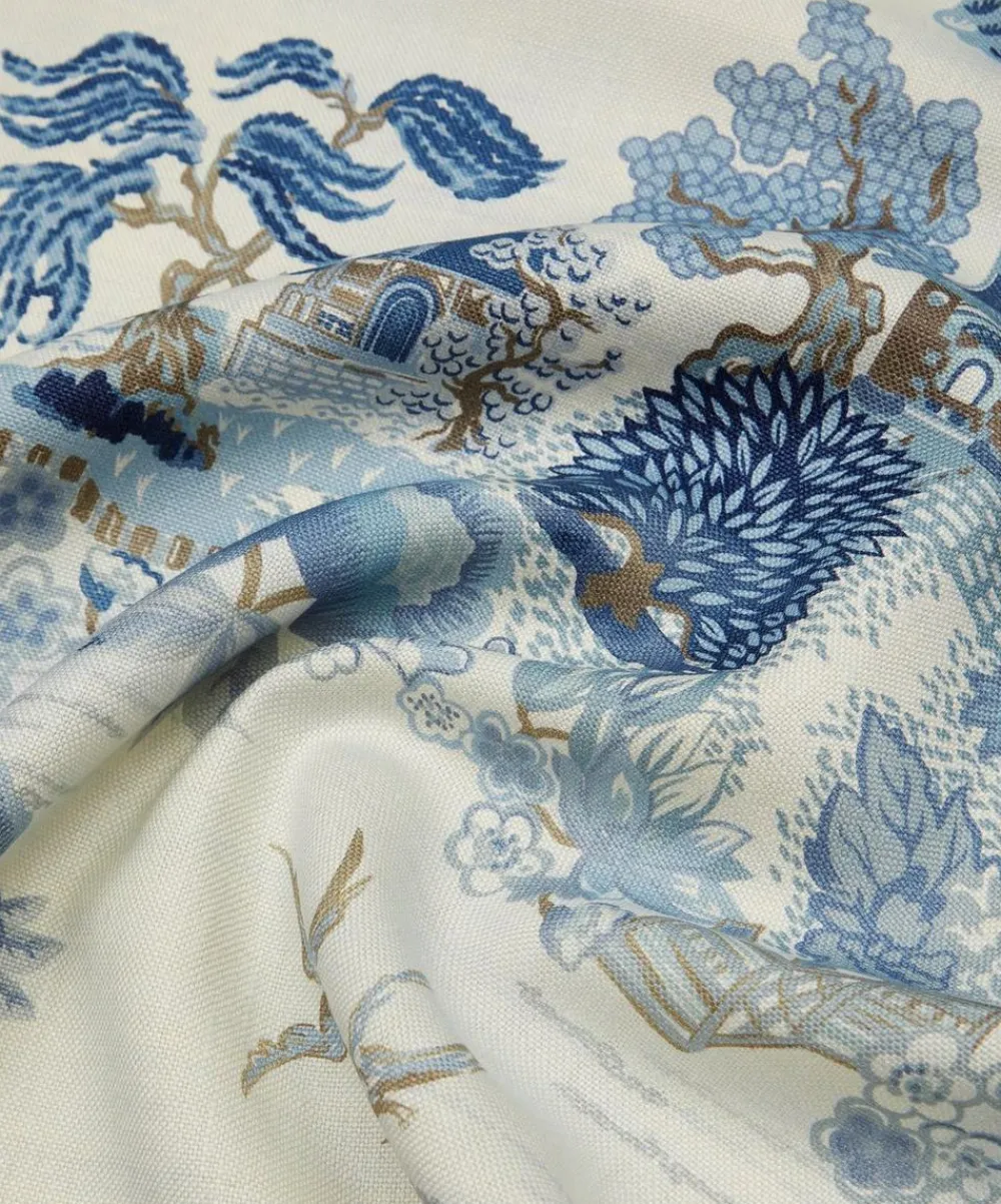Liberty Interiors Furnishing Fabrics^Floating Pavilion Guro Linen in Lapis