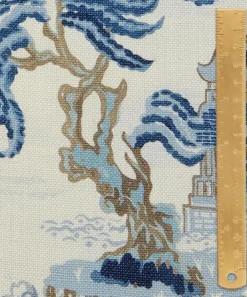 Liberty Interiors Furnishing Fabrics^Floating Pavilion Guro Linen in Lapis