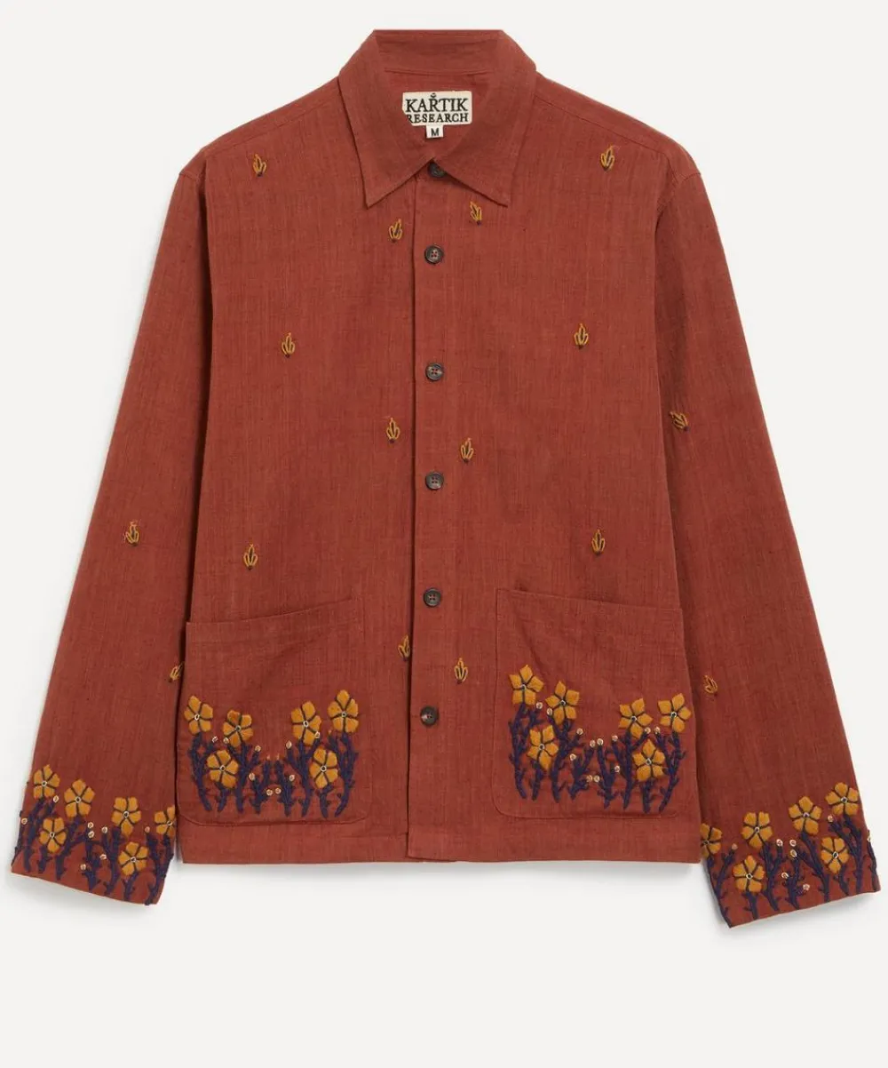 Kartik Research Shirts^Floral Embroidered Cotton Shirt