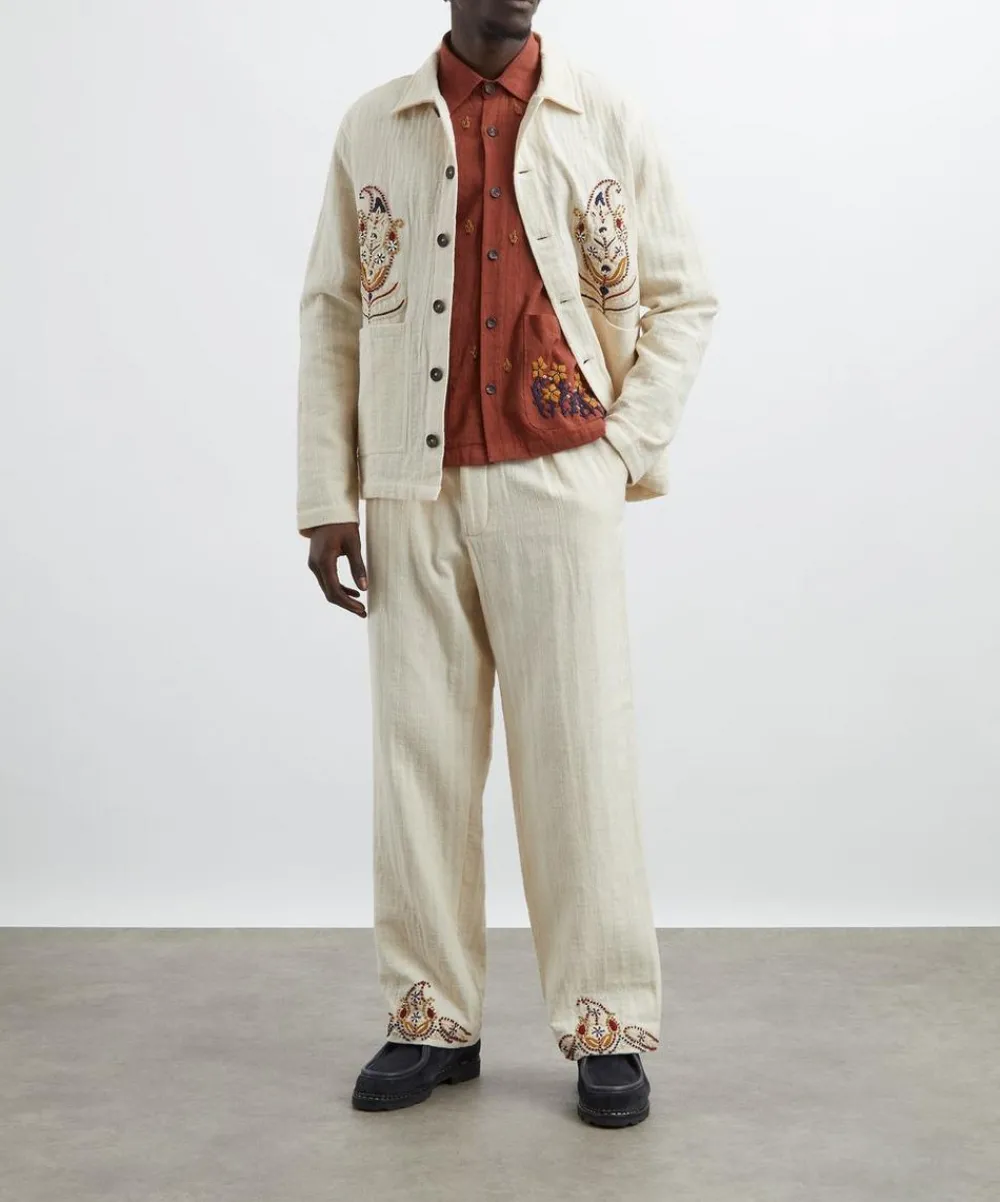 Kartik Research Shirts^Floral Embroidered Cotton Shirt