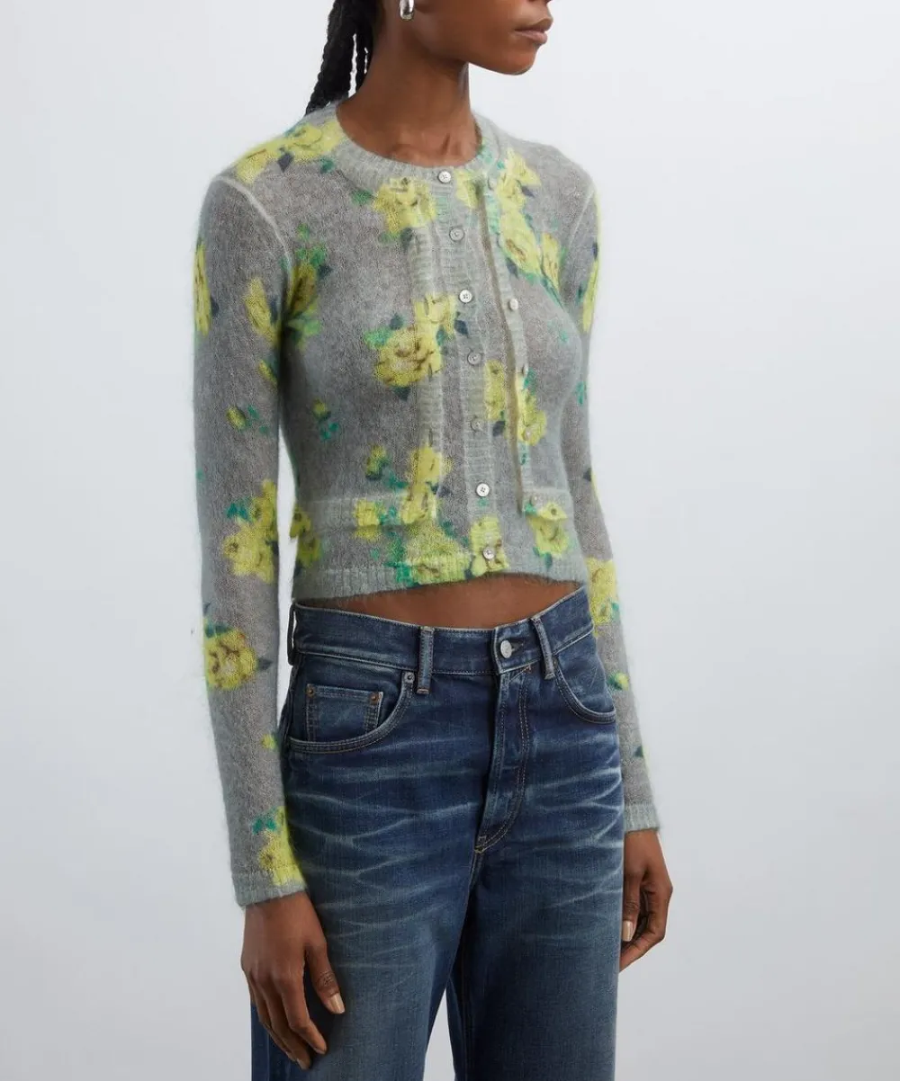 Acne Studios Knitwear^Floral Layered Mohair Cardigan