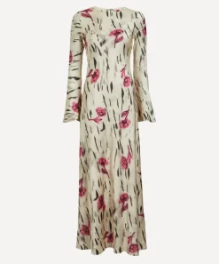 Ganni Dresses^Floral Satin Maxi Dress