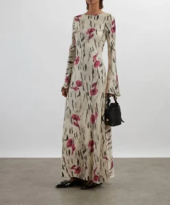 Ganni Dresses^Floral Satin Maxi Dress