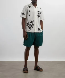 Wax London Shorts^Fuller Forest Green Cotton Seersucker Shorts