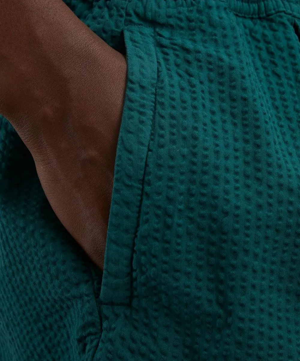 Wax London Shorts^Fuller Forest Green Cotton Seersucker Shorts